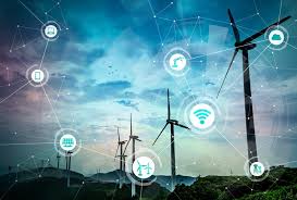 Wind turbines connected by IoT network